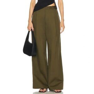 Frame Pleated Wide Leg Pants Green In Surplus